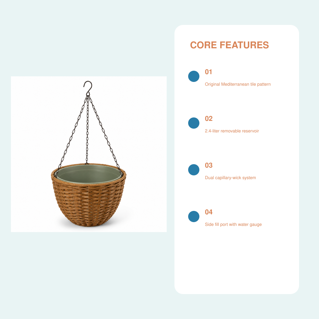 Azure Tile Self-Watering Planter